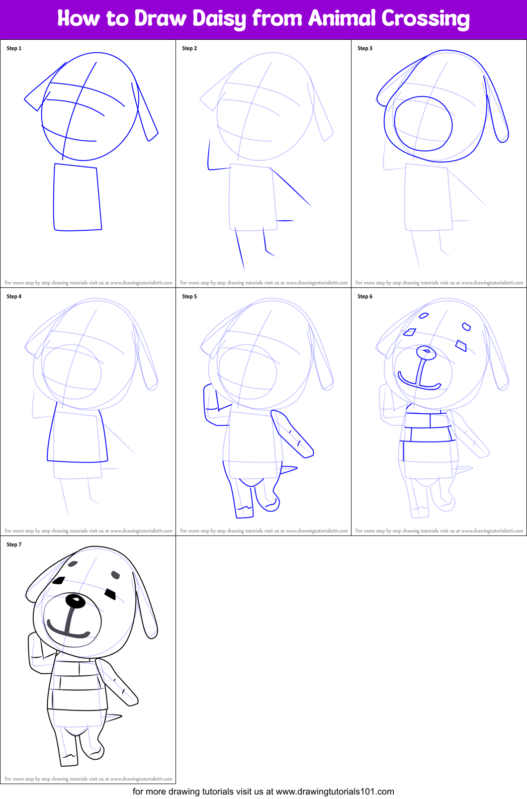 How to Draw Daisy from Animal Crossing Printable Step by Step