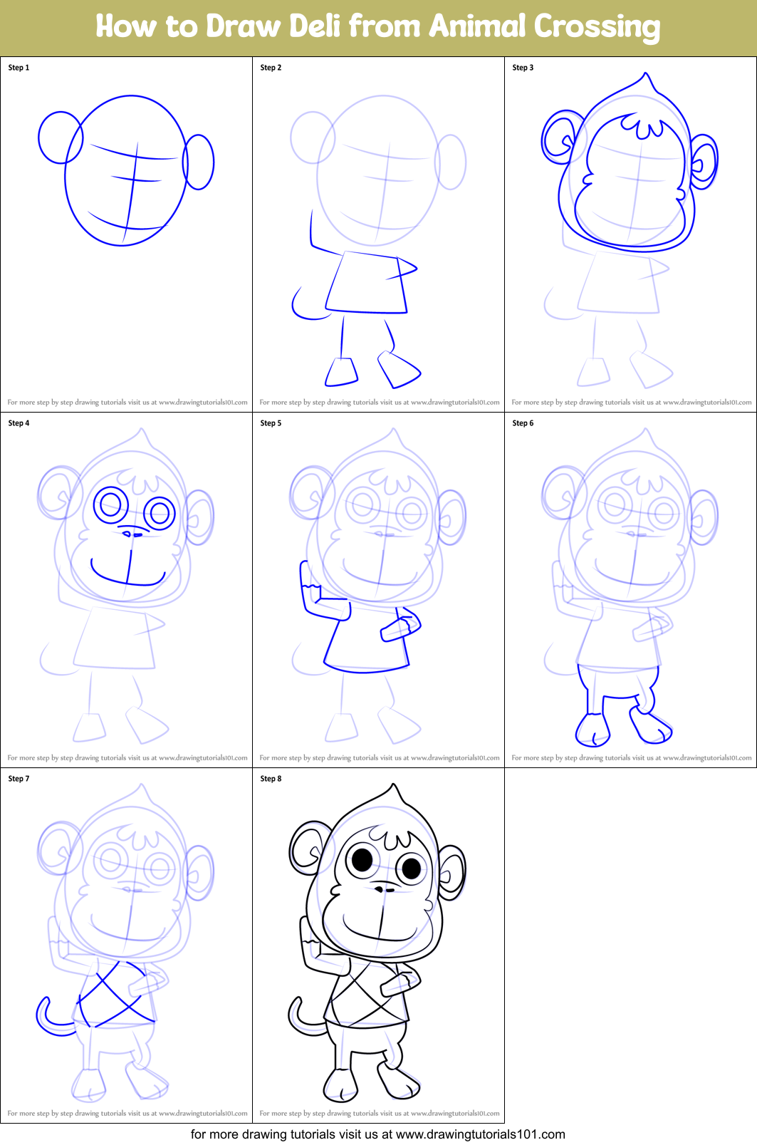 How to Draw Deli from Animal Crossing Printable Step by Step