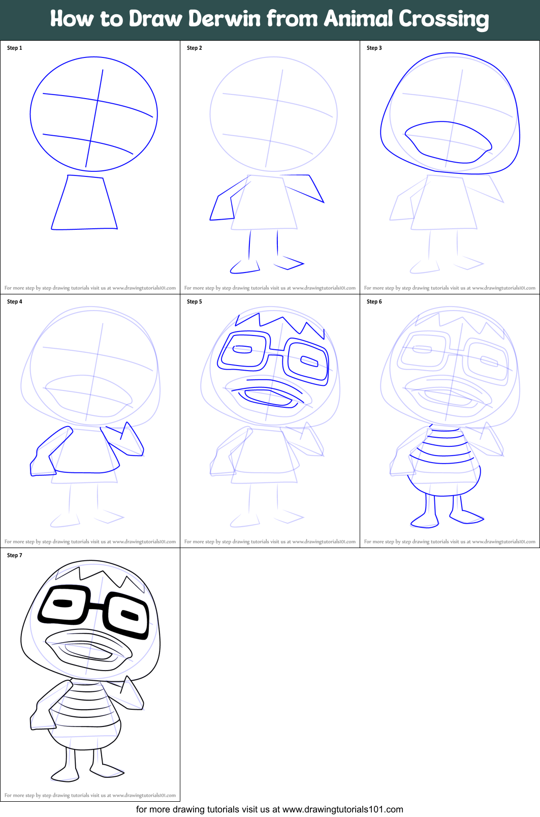 How to Draw Derwin from Animal Crossing Printable Step by Step