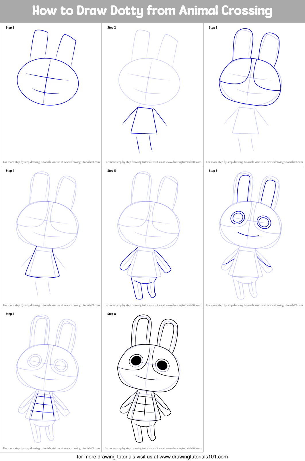 How to Draw Dotty from Animal Crossing Printable Step by Step
