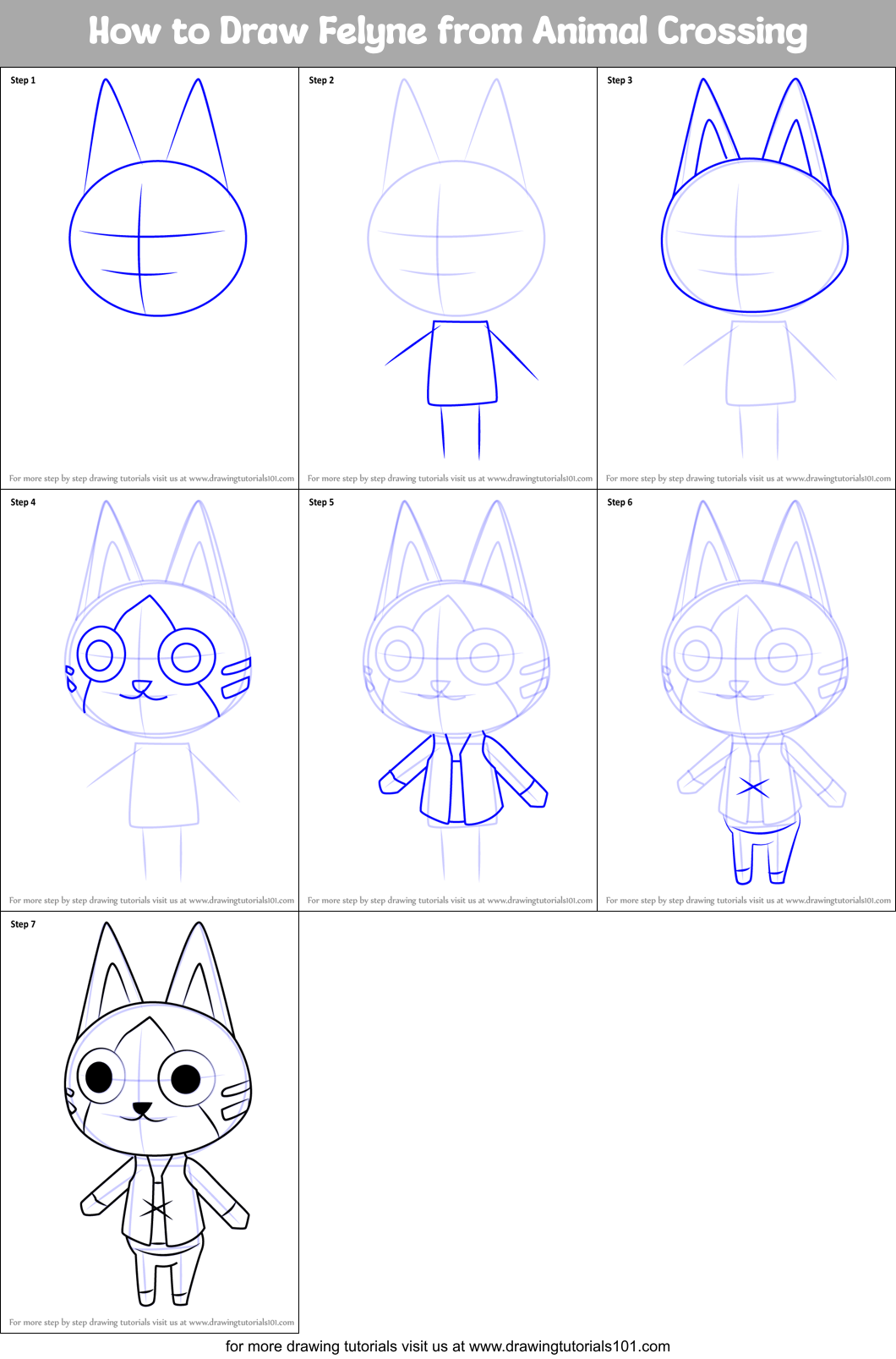 How to Draw Felyne from Animal Crossing Printable Step by Step