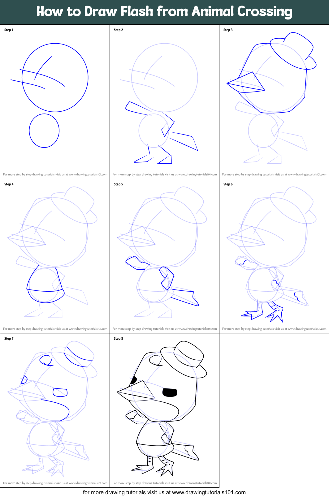 How to Draw Flash from Animal Crossing Printable Step by Step