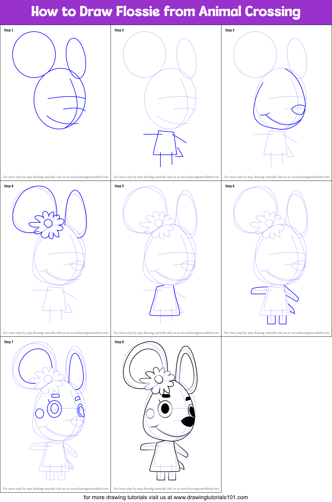 How to Draw Flossie from Animal Crossing (Animal Crossing) Step by Step ...