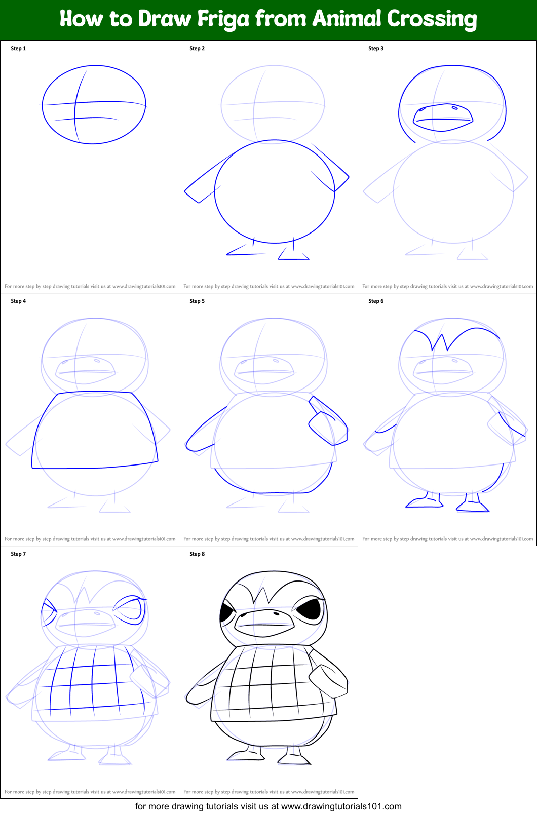 How to Draw Friga from Animal Crossing Printable Step by Step