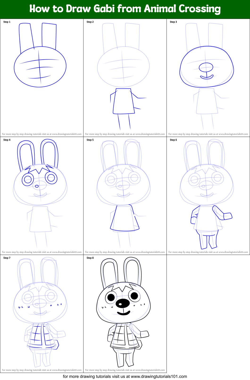 How to Draw Gabi from Animal Crossing Printable Step by Step