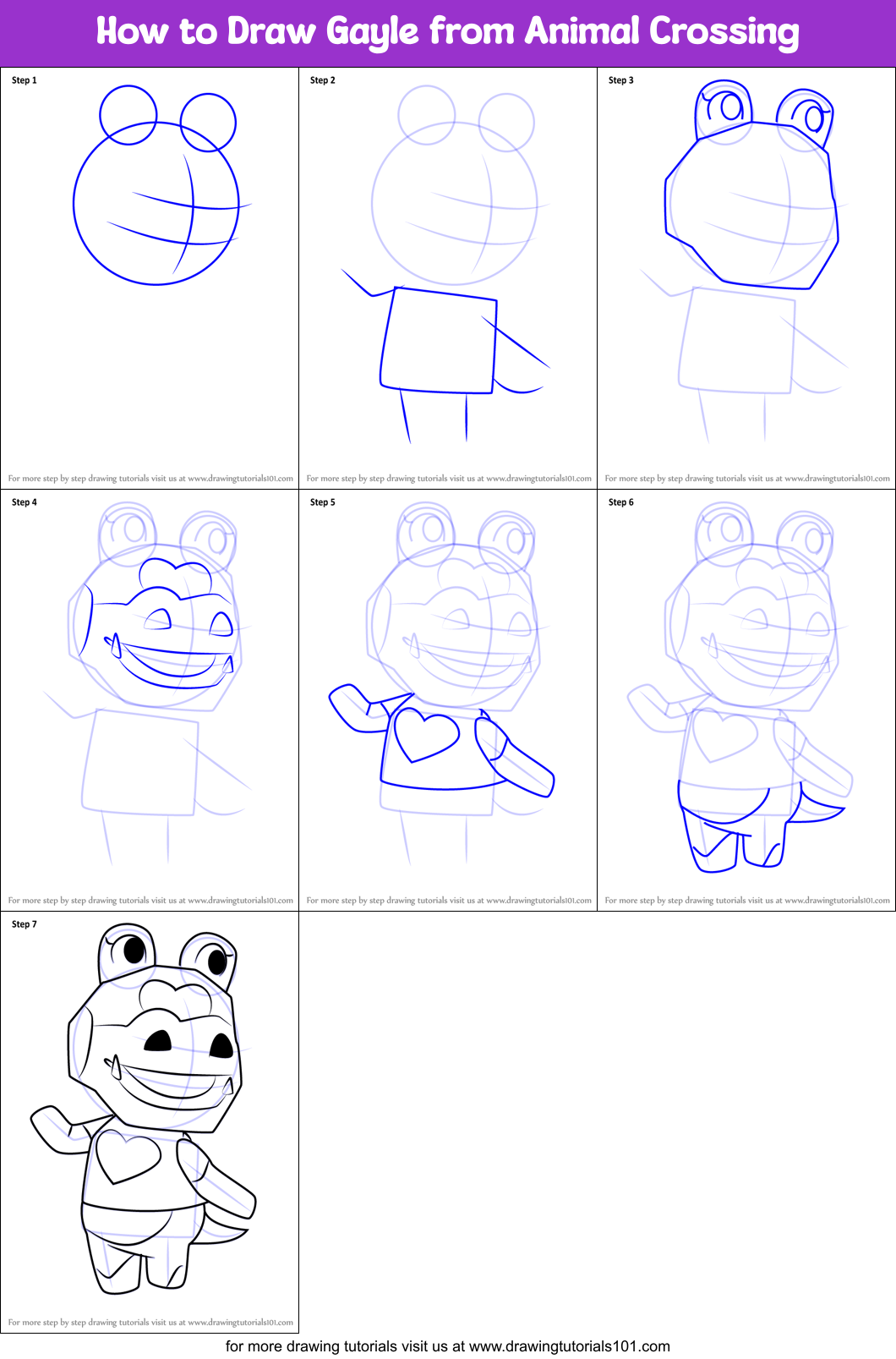How to Draw Gayle from Animal Crossing Printable Step by Step