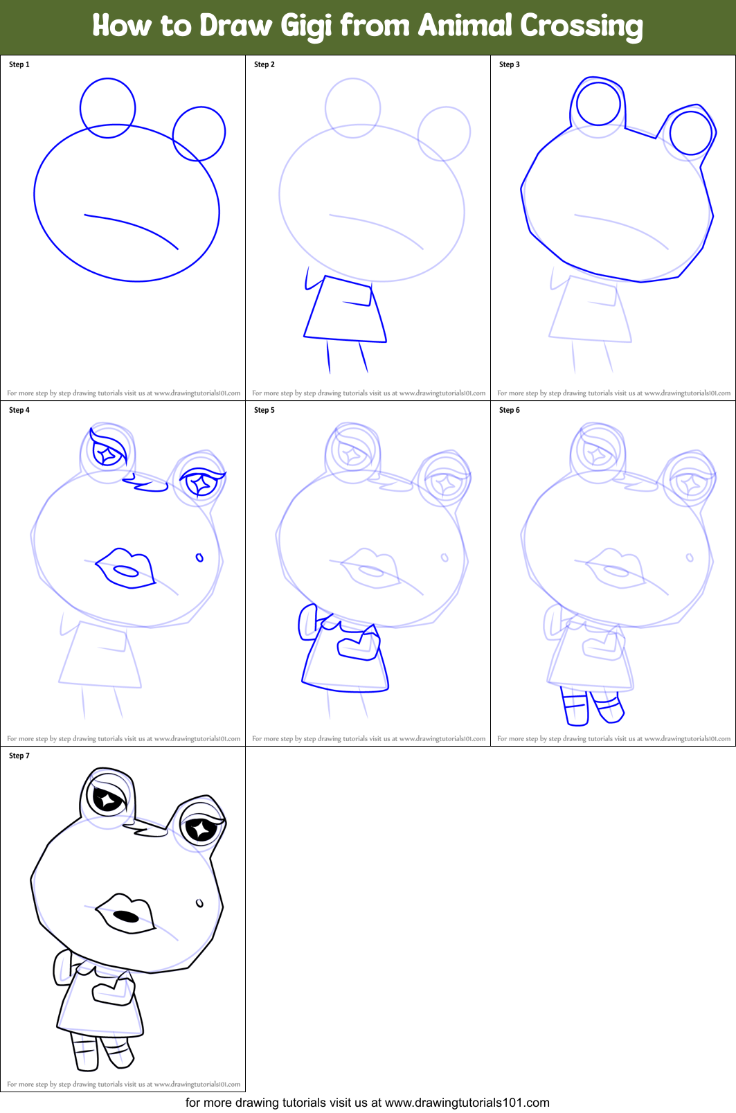 How to Draw Gigi from Animal Crossing Printable Step by Step