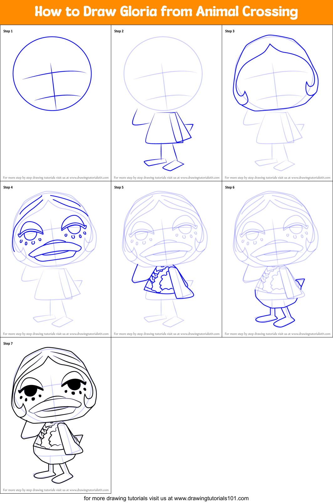How to Draw Gloria from Animal Crossing Printable Step by Step