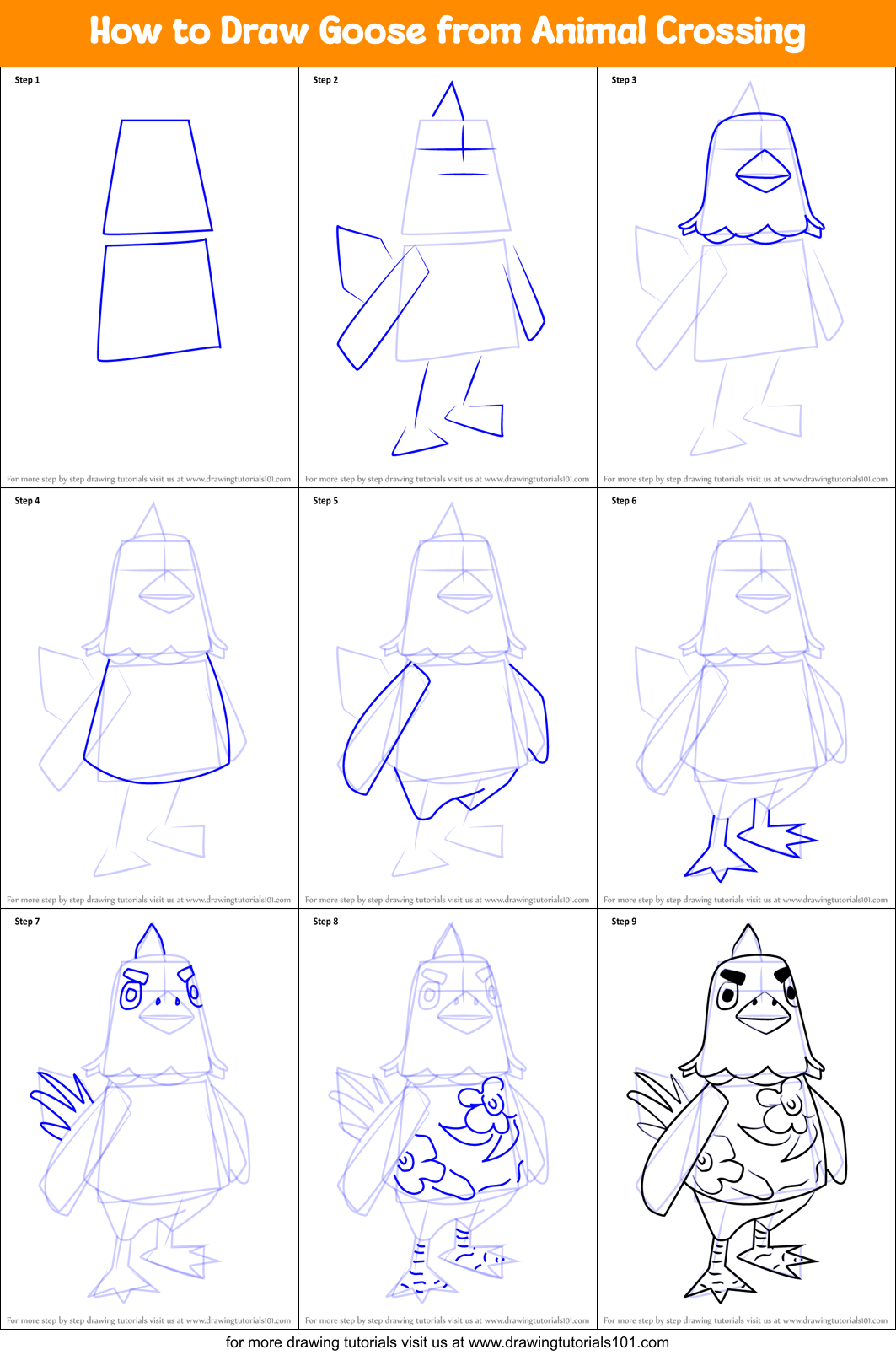 How to Draw Goose from Animal Crossing Printable Step by Step