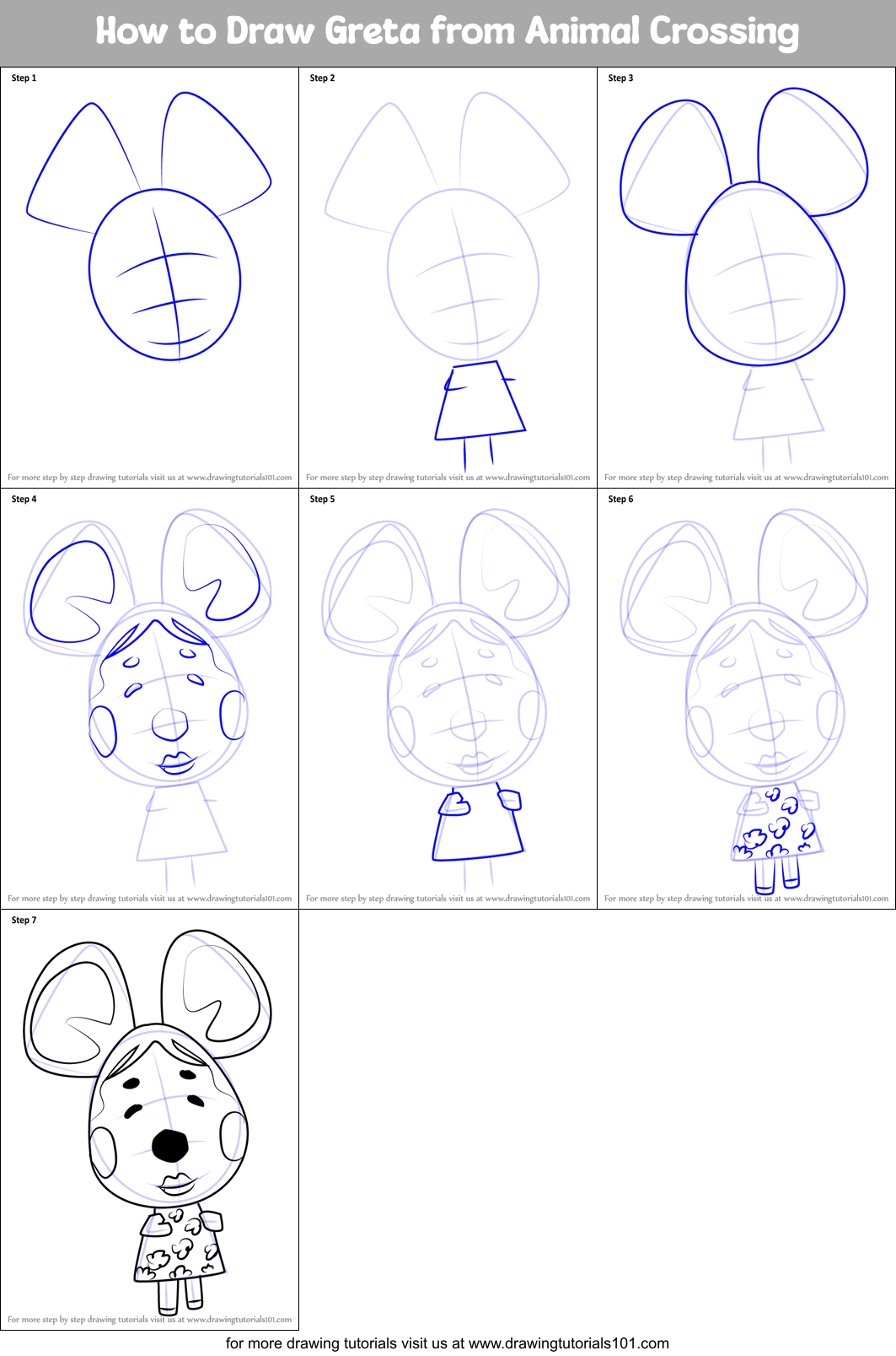 How to Draw Greta from Animal Crossing Printable Step by Step