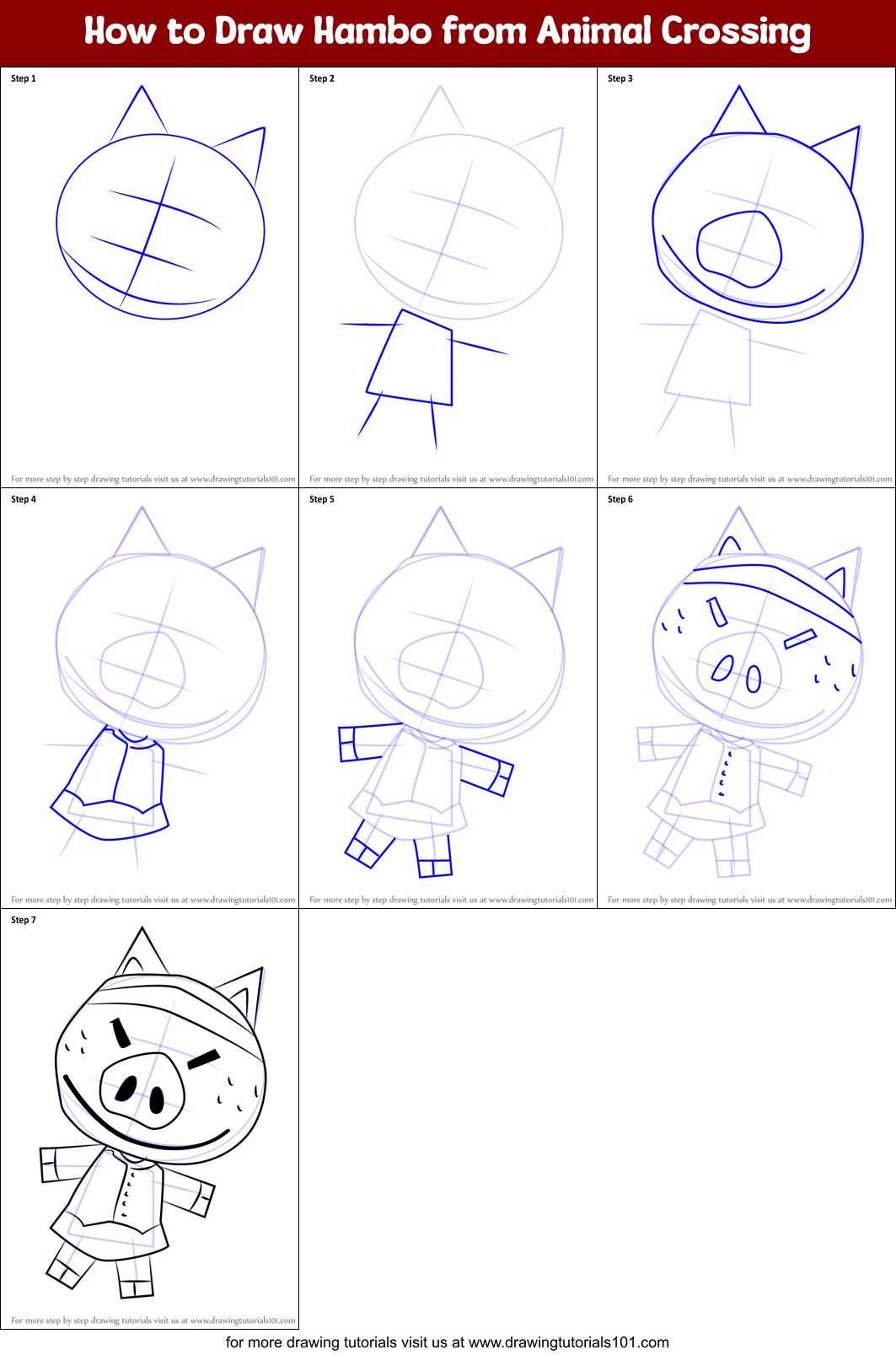 How to Draw Hambo from Animal Crossing Printable Step by Step