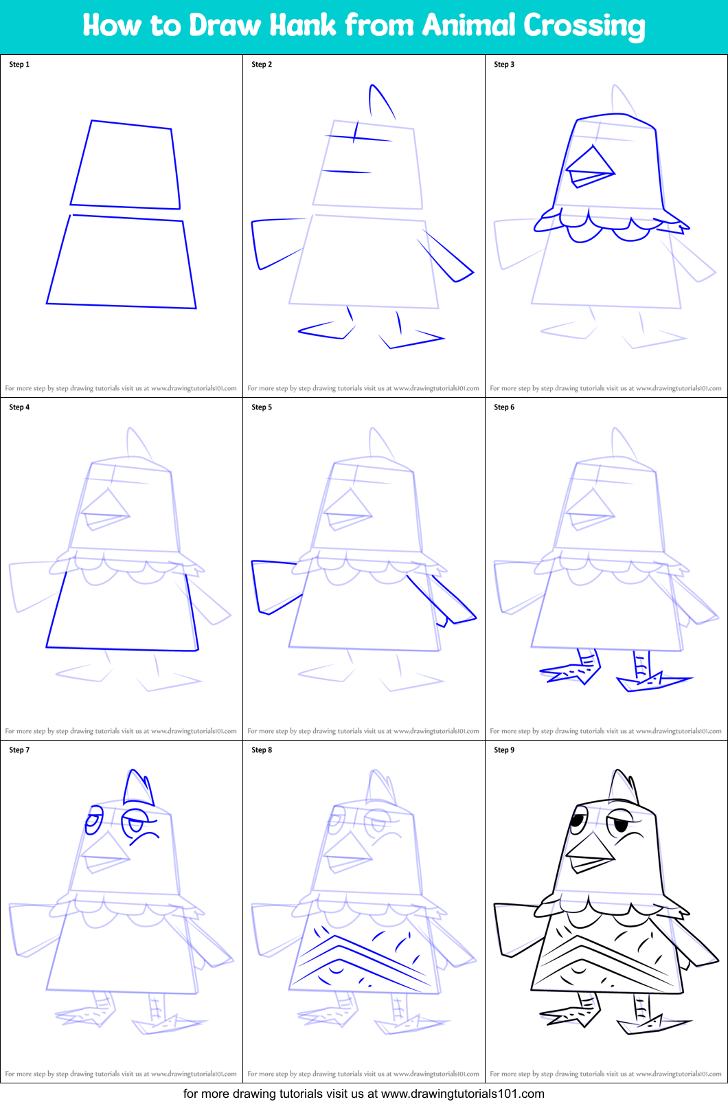 How to Draw Hank from Animal Crossing Printable Step by Step