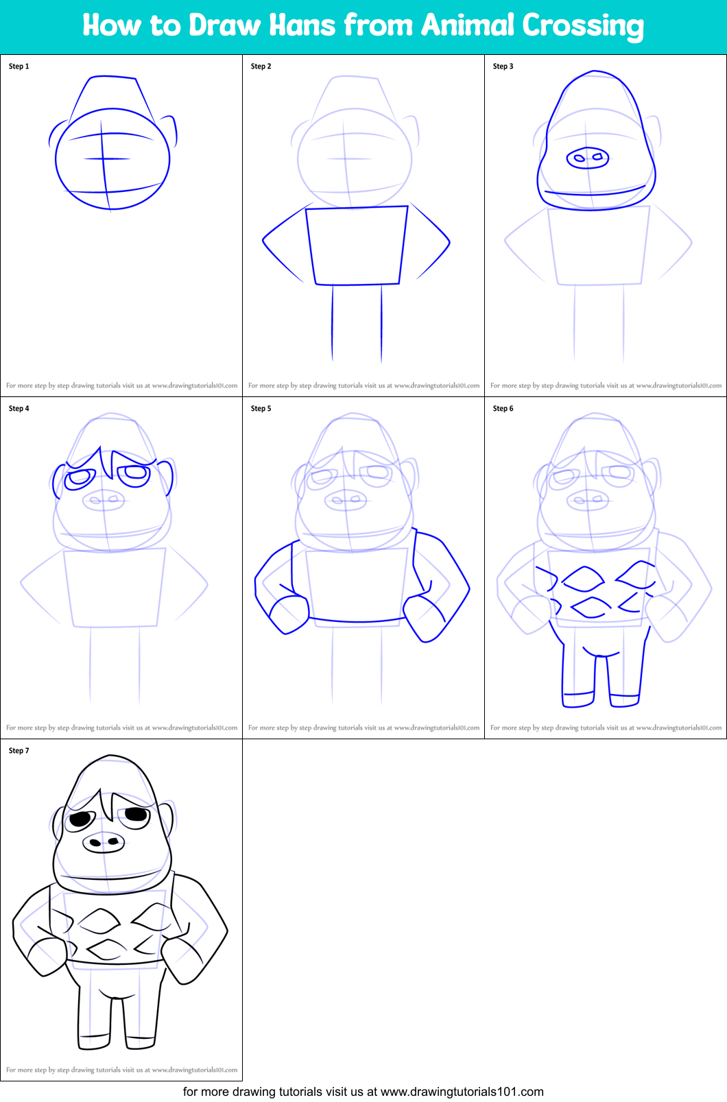 How to Draw Hans from Animal Crossing Printable Step by Step