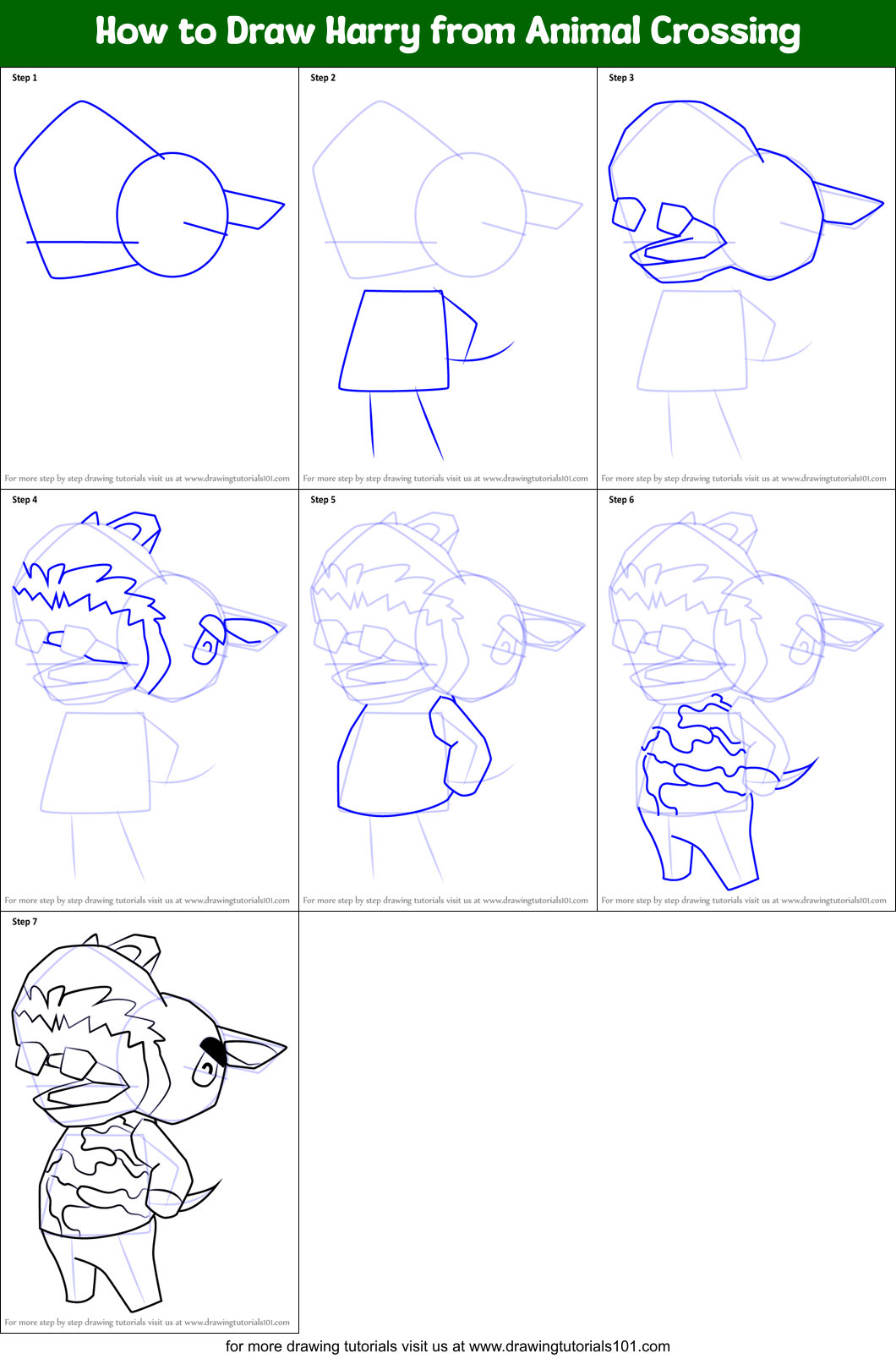 How to Draw Harry from Animal Crossing Printable Step by Step