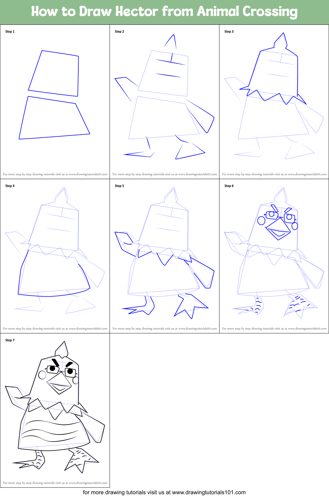 How to Draw Hector from Animal Crossing Printable Step by Step
