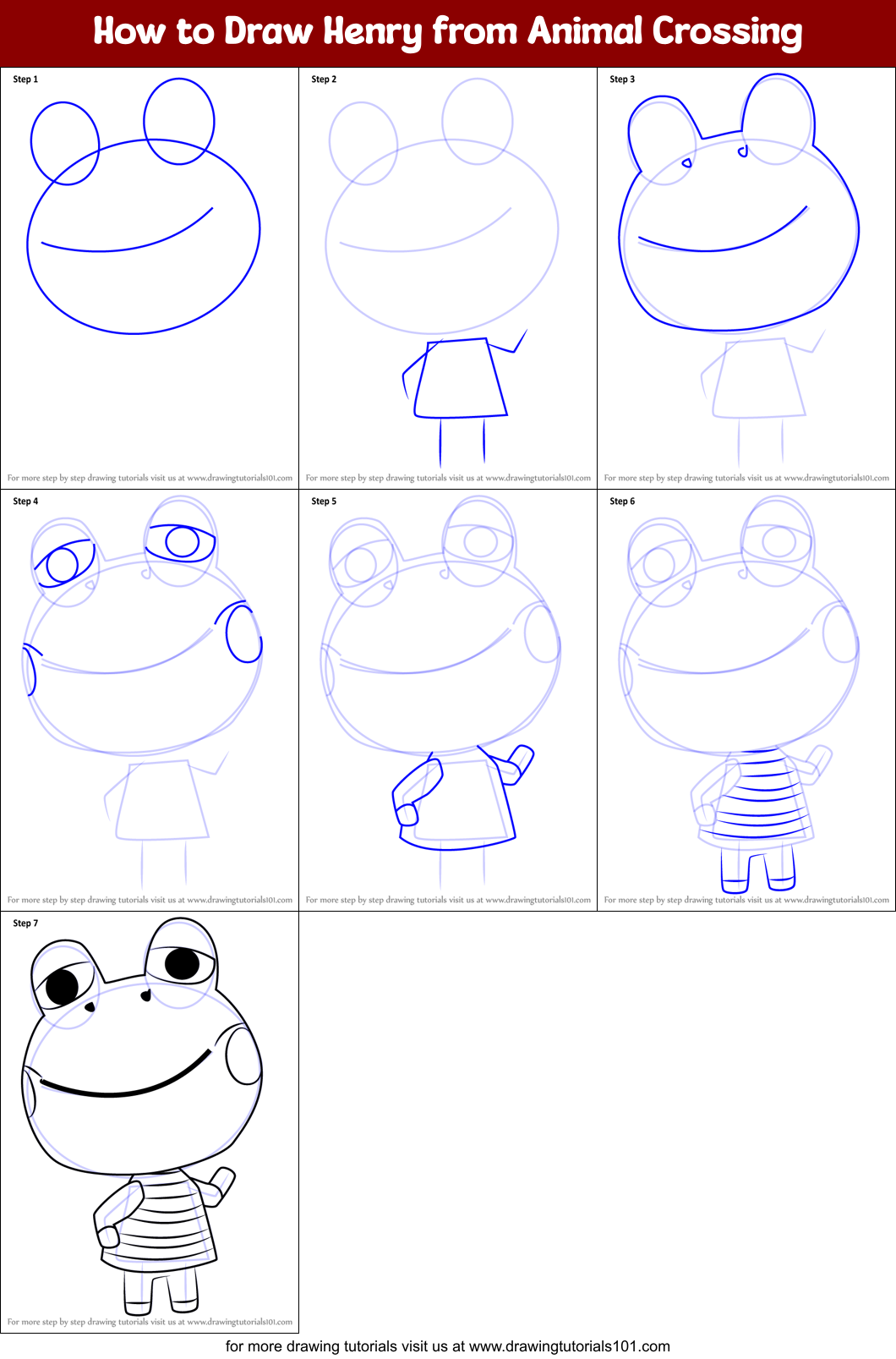 How to Draw Henry from Animal Crossing Printable Step by Step