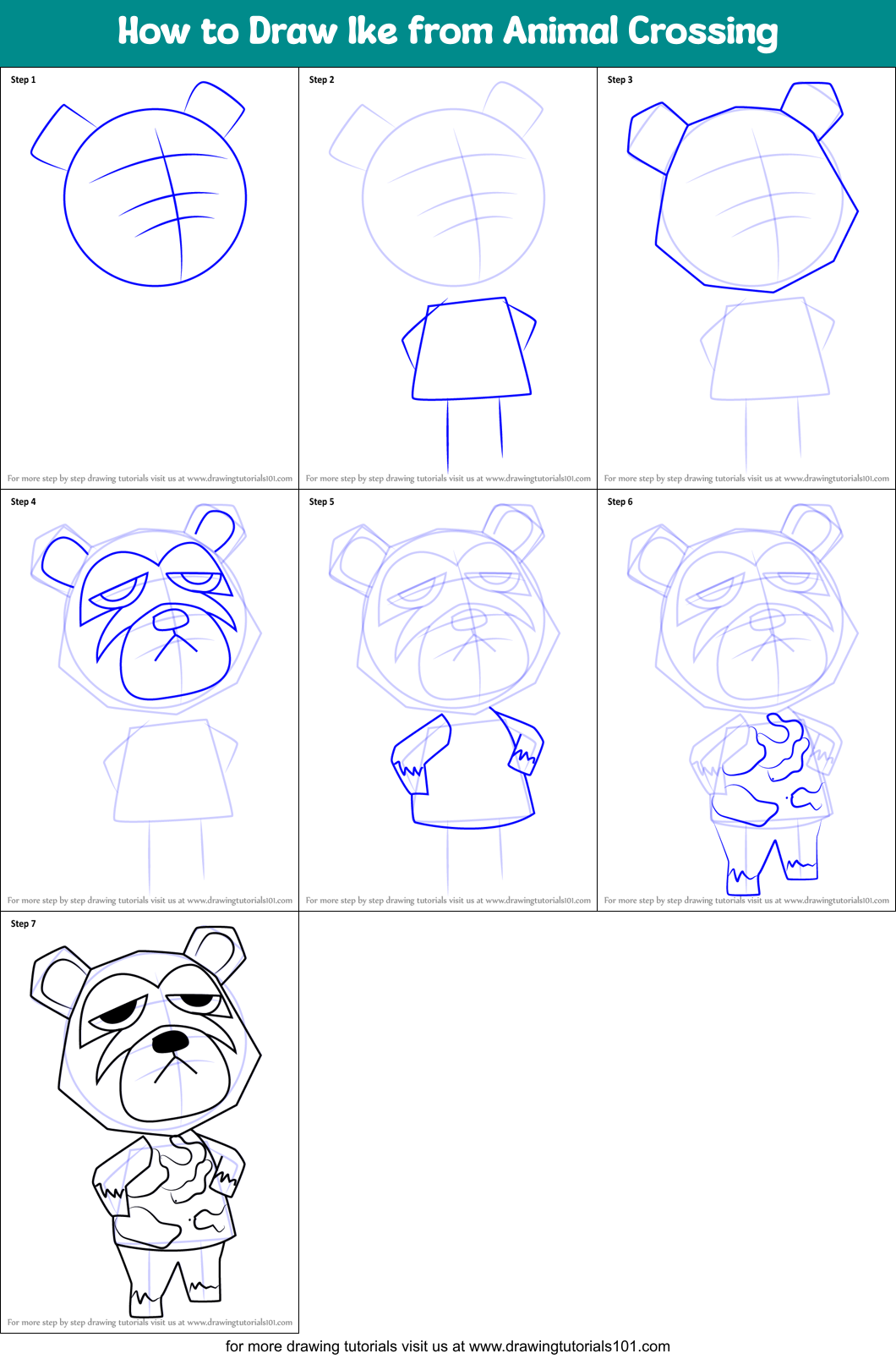 How to Draw Ike from Animal Crossing Printable Step by Step