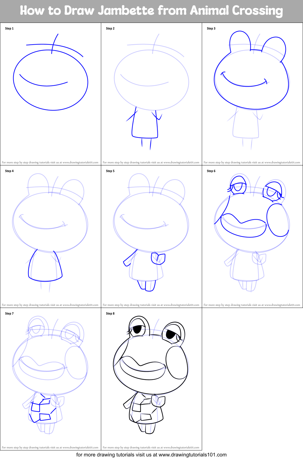 How to Draw Jambette from Animal Crossing Printable Step by Step