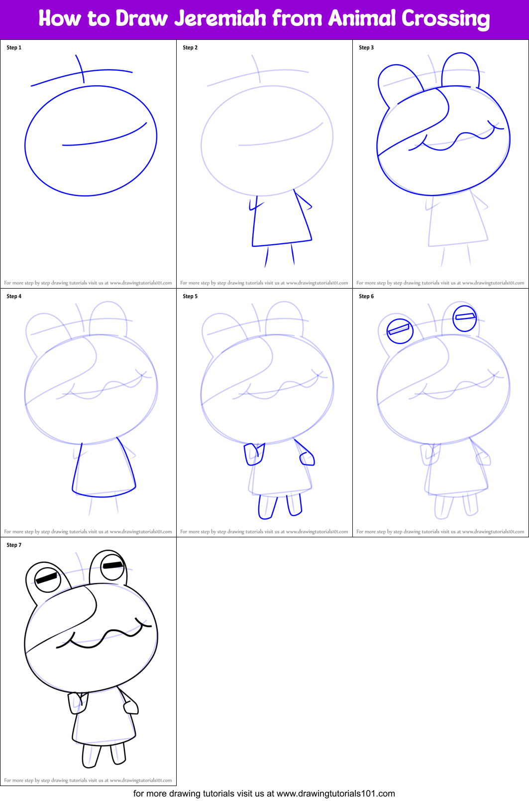 How to Draw Jeremiah from Animal Crossing Printable Step by Step