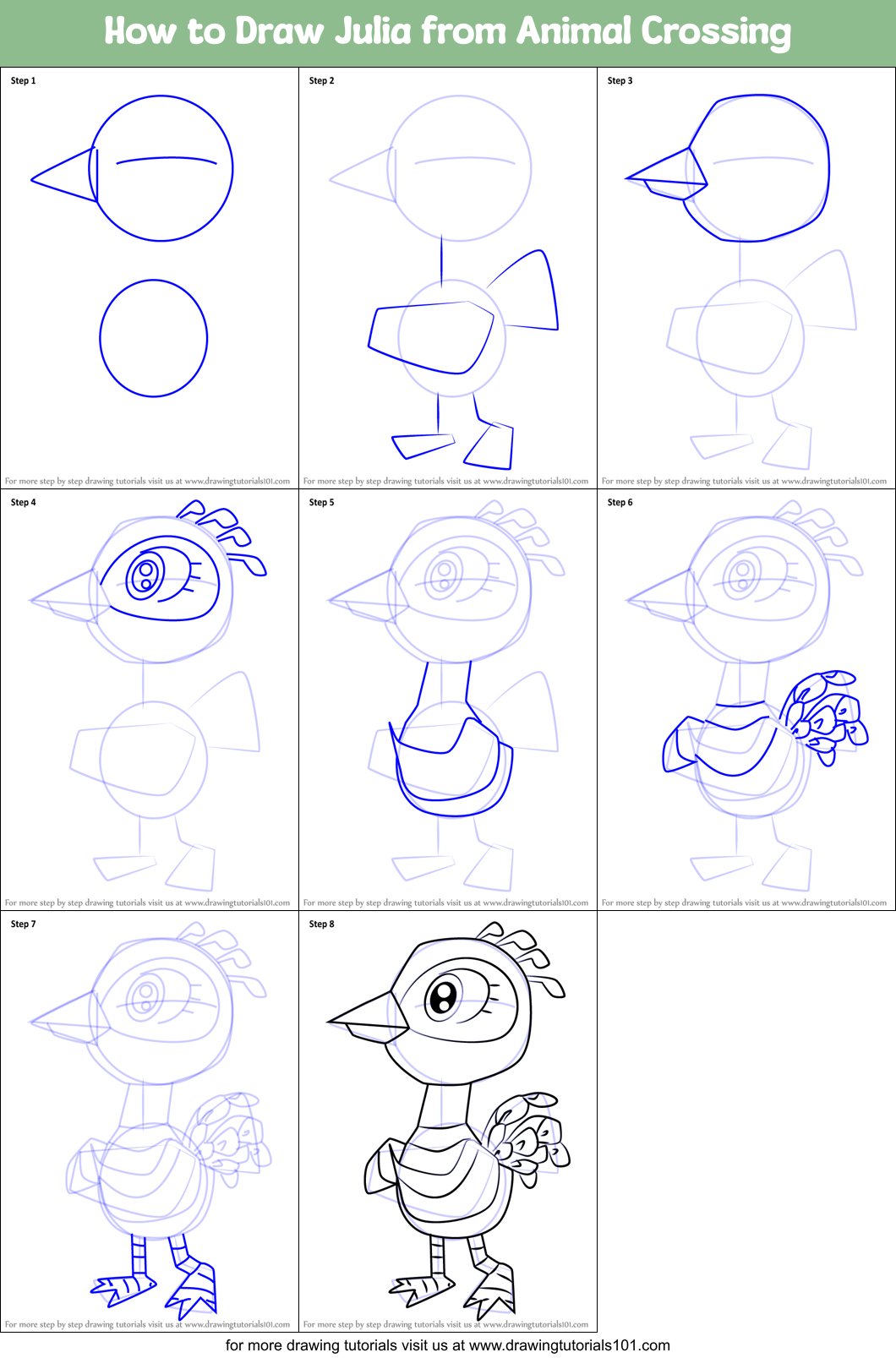 How to Draw Julia from Animal Crossing Printable Step by Step