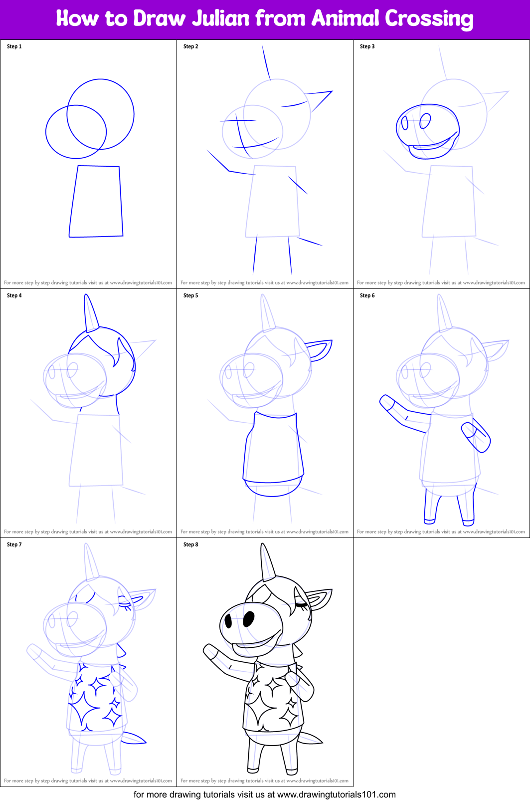 How to Draw Julian from Animal Crossing Printable Step by Step
