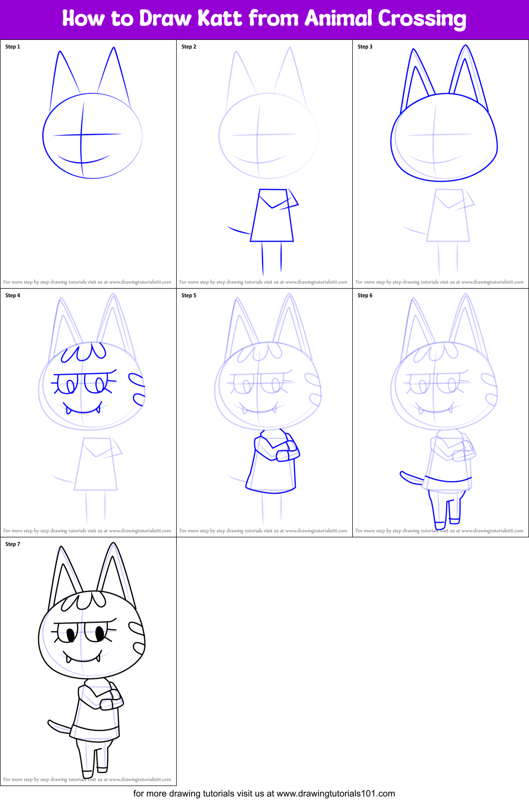 How to Draw Katt from Animal Crossing Printable Step by Step
