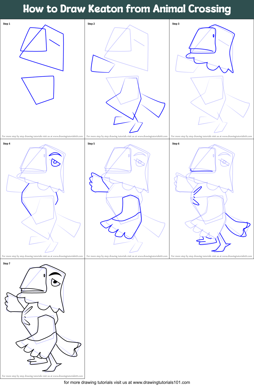 How to Draw Keaton from Animal Crossing Printable Step by Step