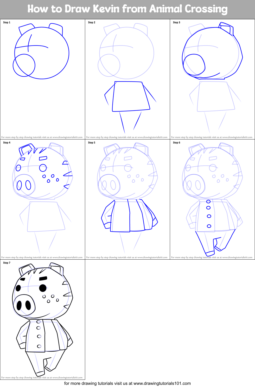 How to Draw Kevin from Animal Crossing Printable Step by Step
