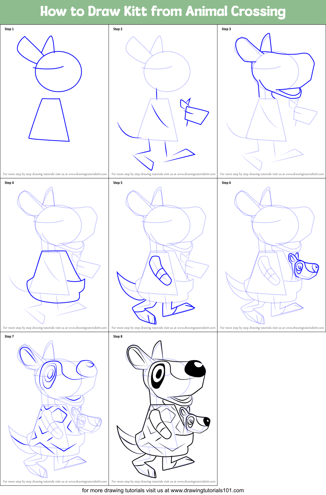 How to Draw Kitt from Animal Crossing Printable Step by Step