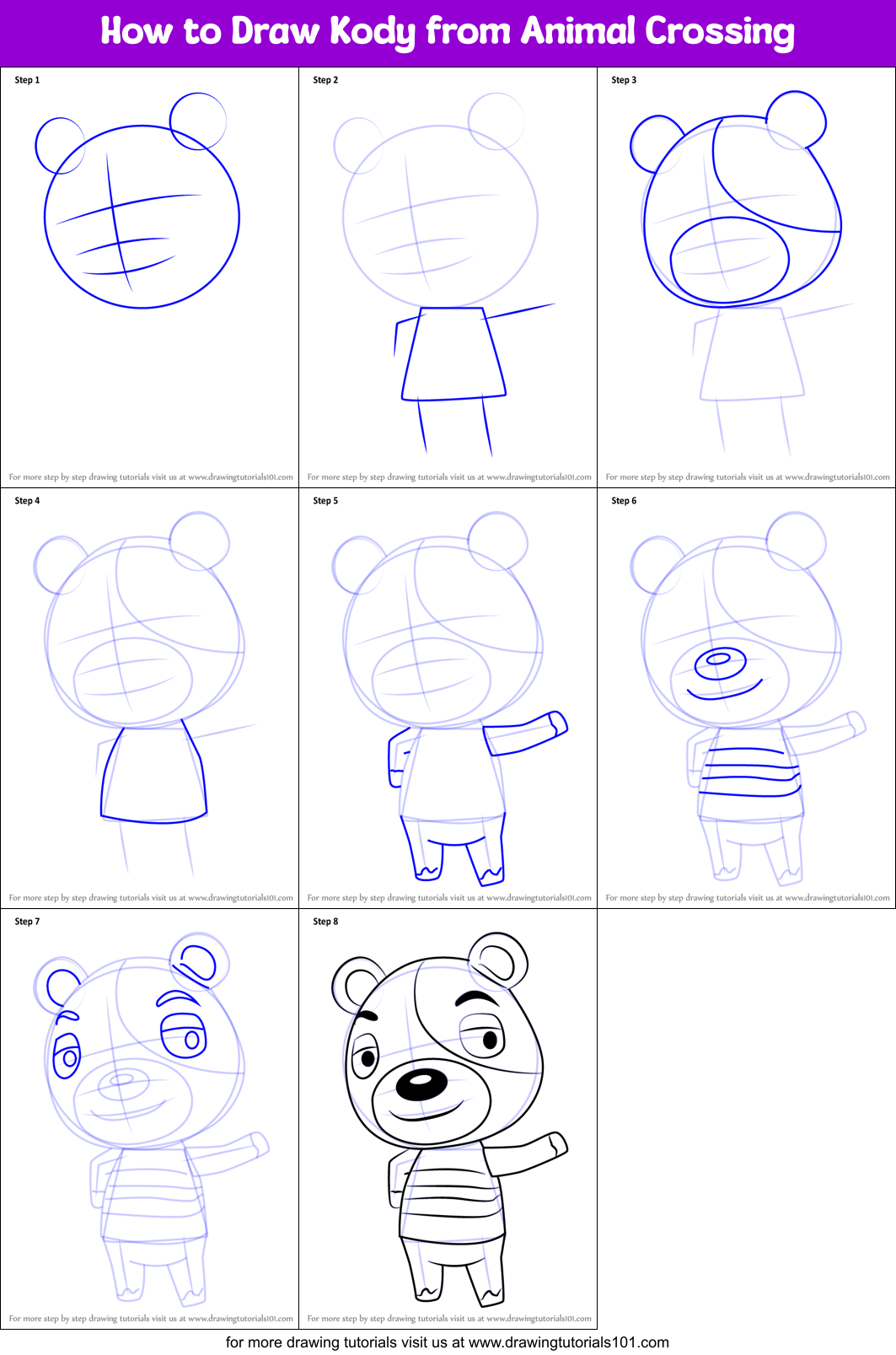 How to Draw Kody from Animal Crossing Printable Step by Step