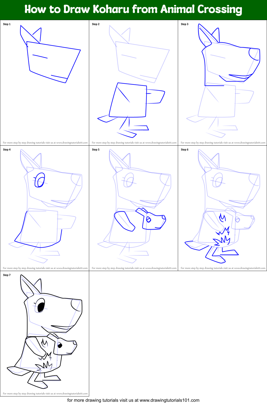 How to Draw Koharu from Animal Crossing Printable Step by Step