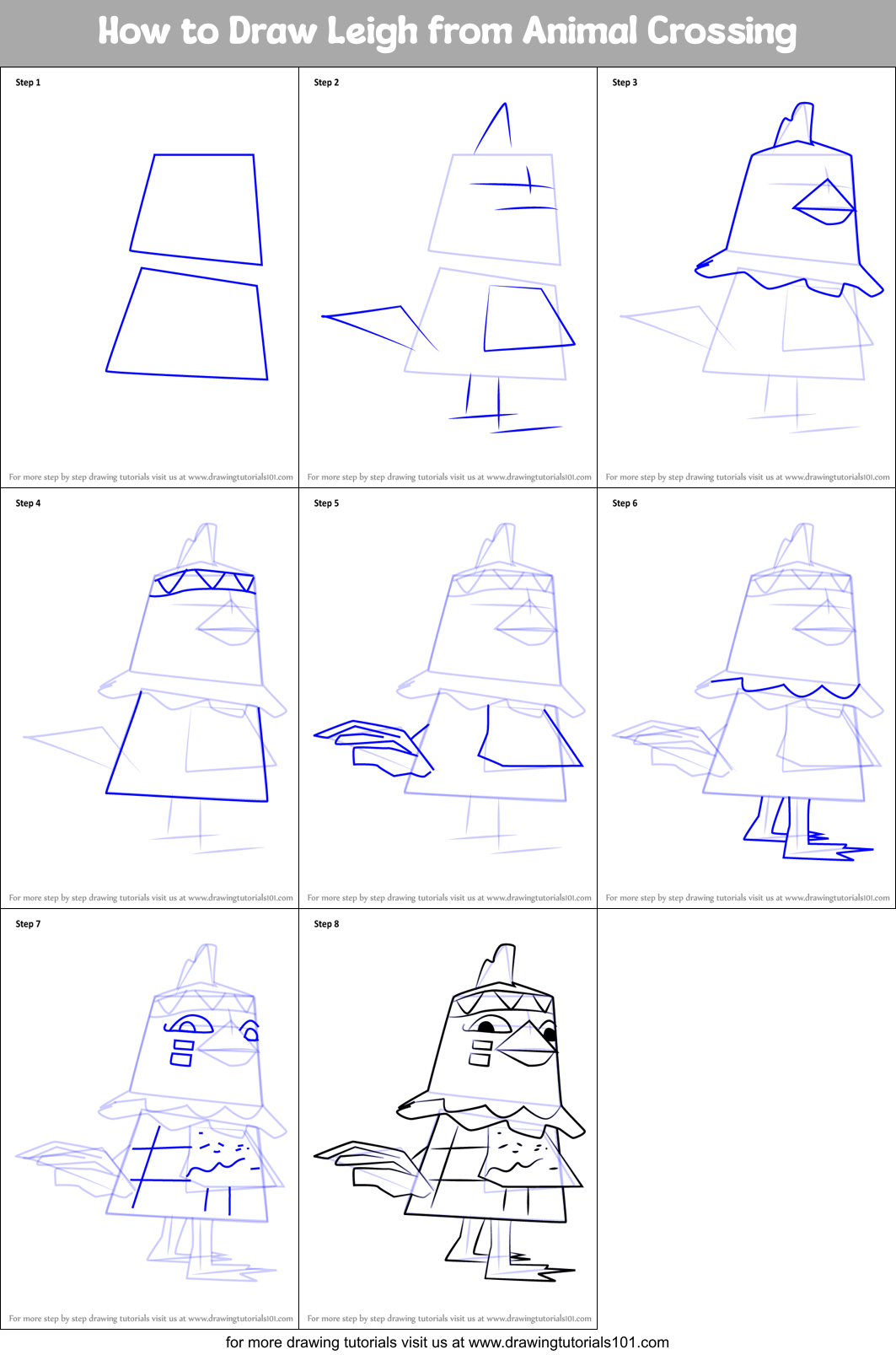 How to Draw Leigh from Animal Crossing Printable Step by Step