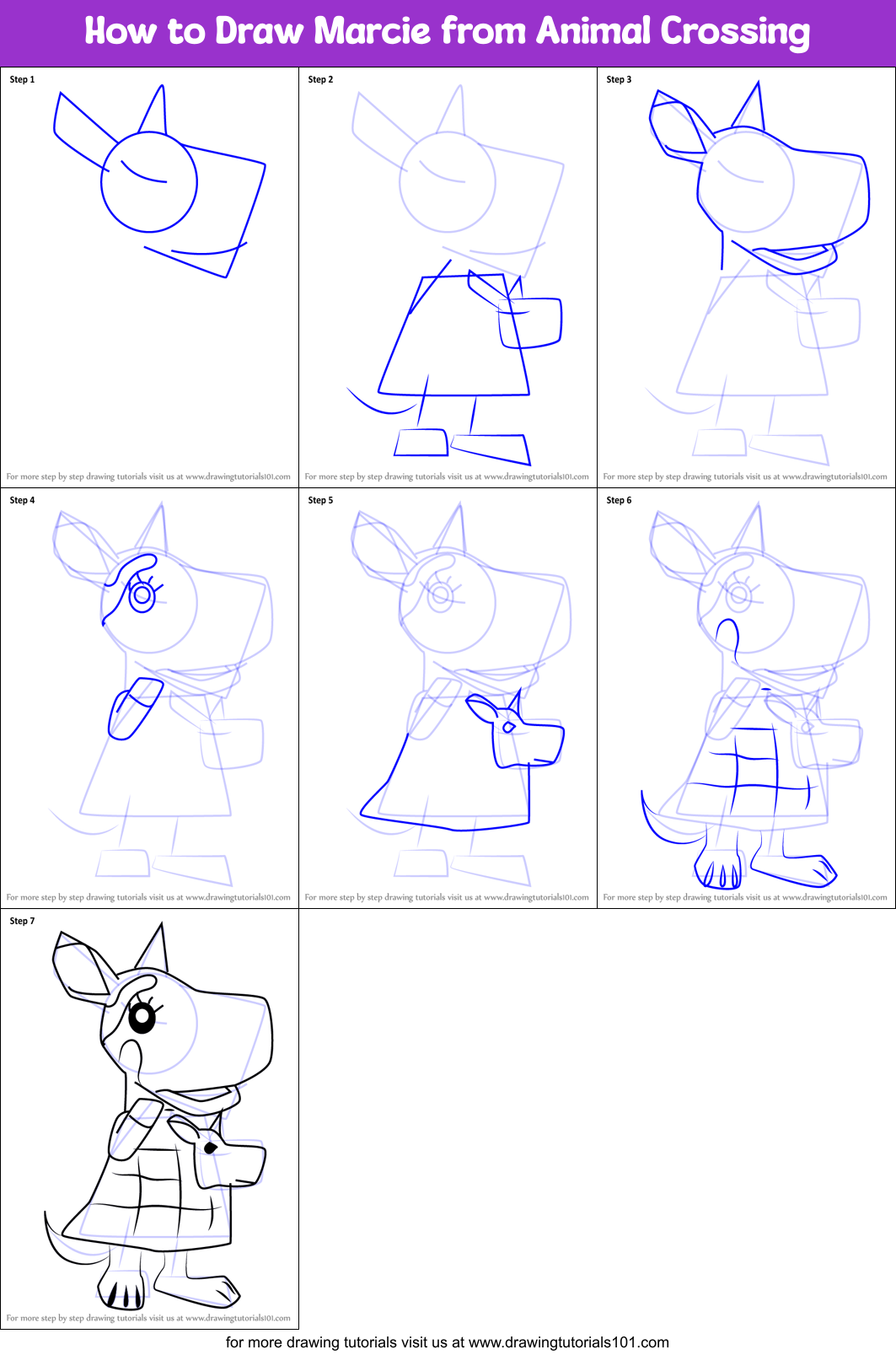 How to Draw Marcie from Animal Crossing Printable Step by Step