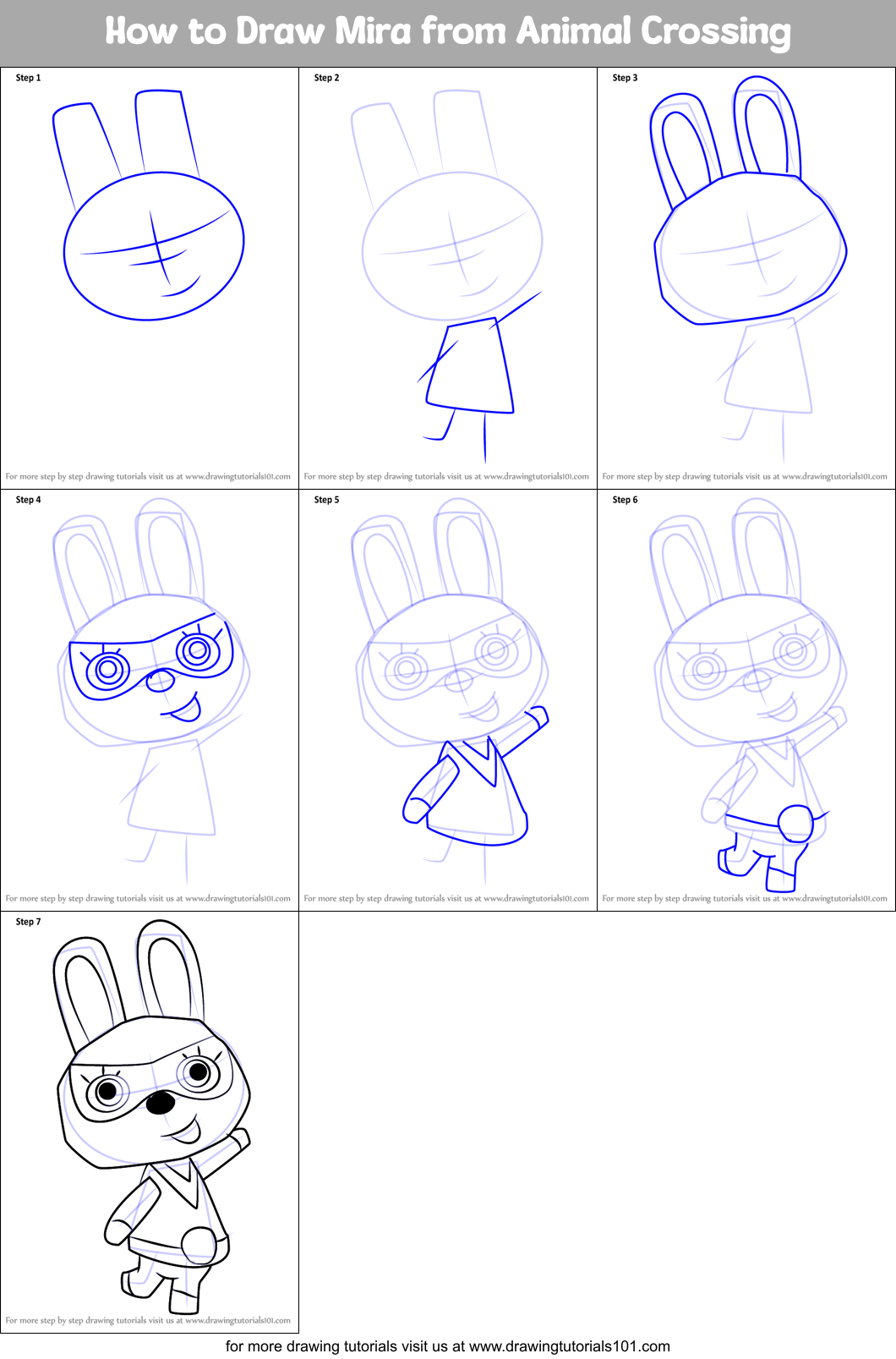 How to Draw Mira from Animal Crossing Printable Step by Step