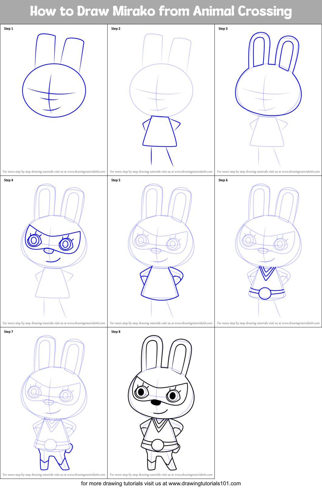 How to Draw Mirako from Animal Crossing Printable Step by Step