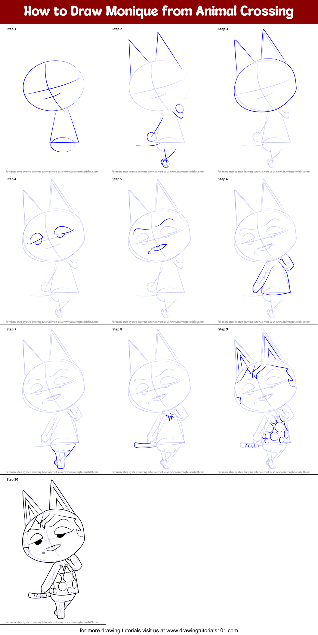 How to Draw Monique from Animal Crossing Printable Step by Step