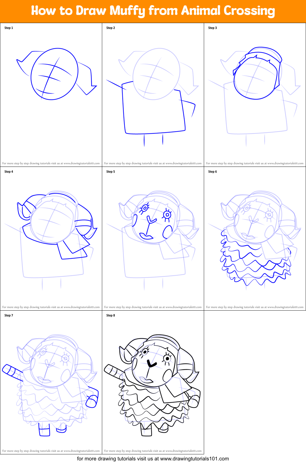 How to Draw Muffy from Animal Crossing Printable Step by Step