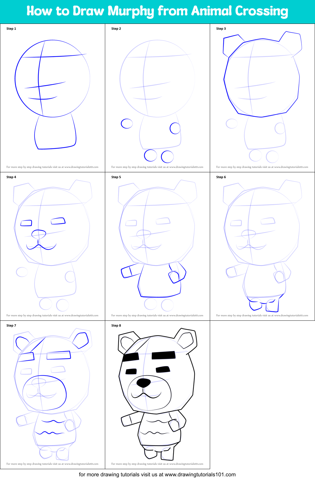 How to Draw Murphy from Animal Crossing Printable Step by Step