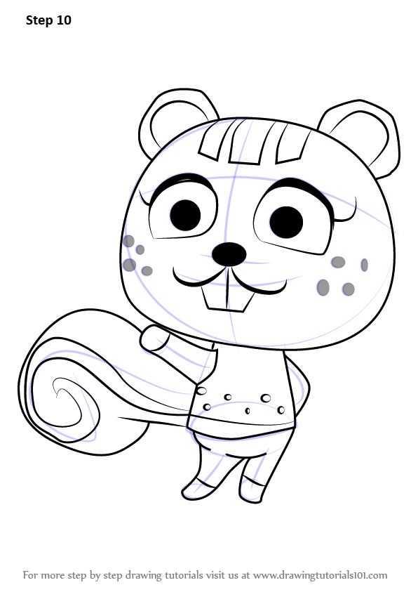 Step by Step How to Draw Nibbles from Animal Crossing