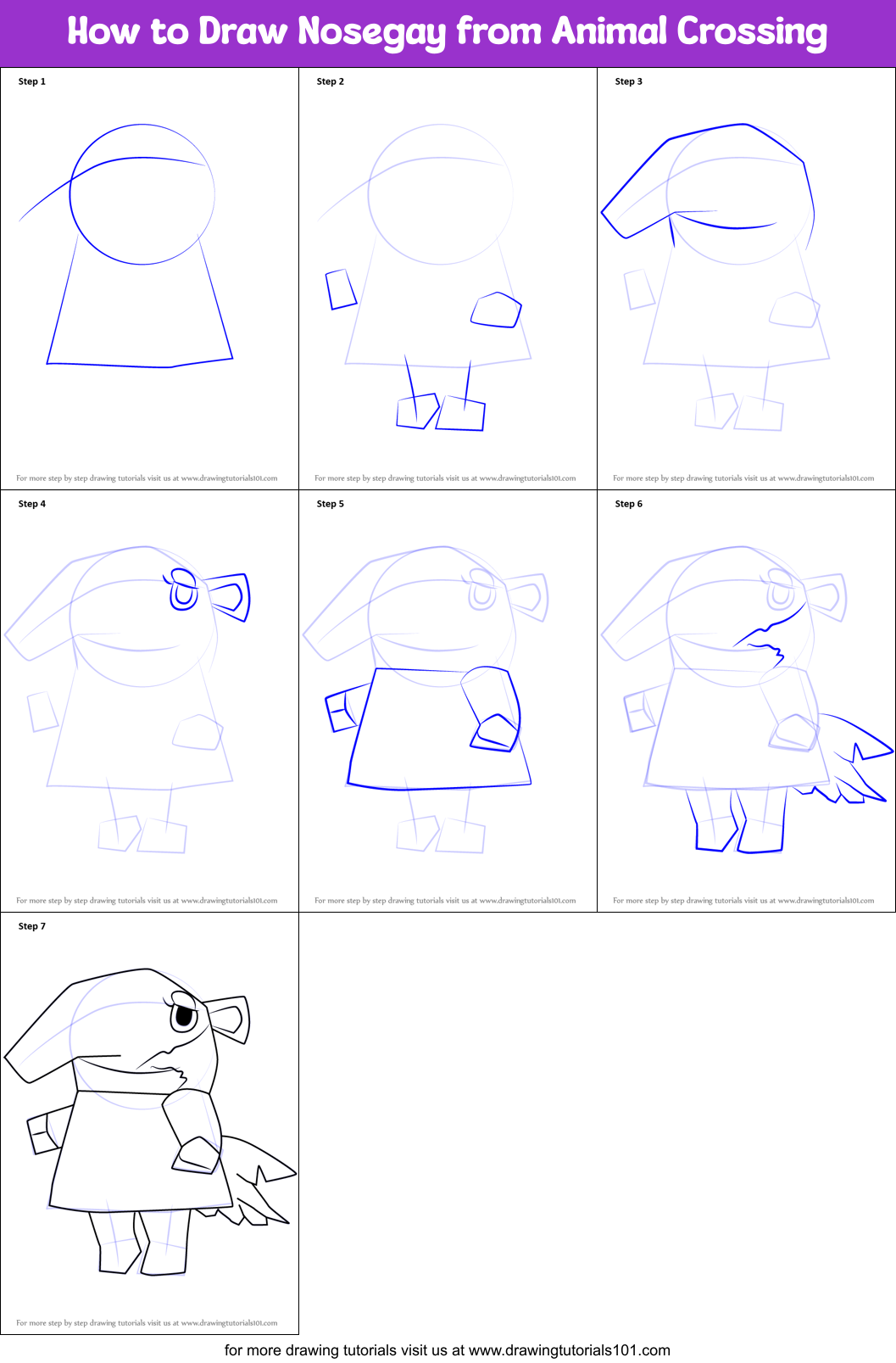 How to Draw Nosegay from Animal Crossing Printable Step by Step