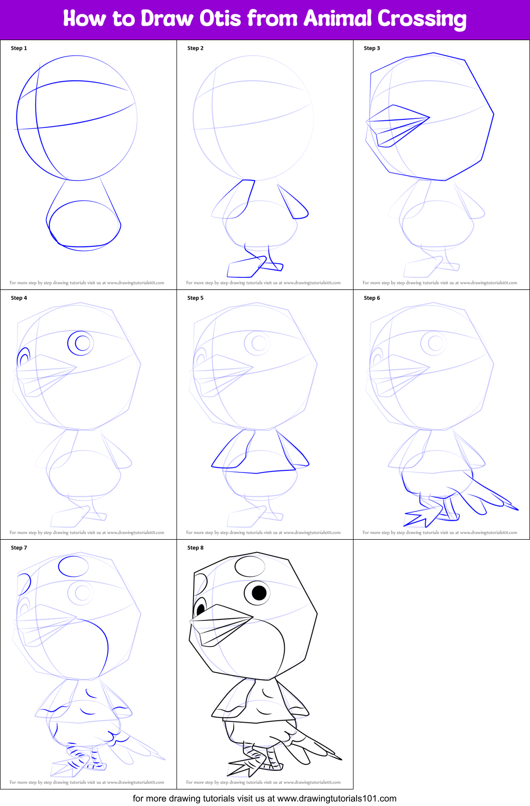 How to Draw Otis from Animal Crossing Printable Step by Step