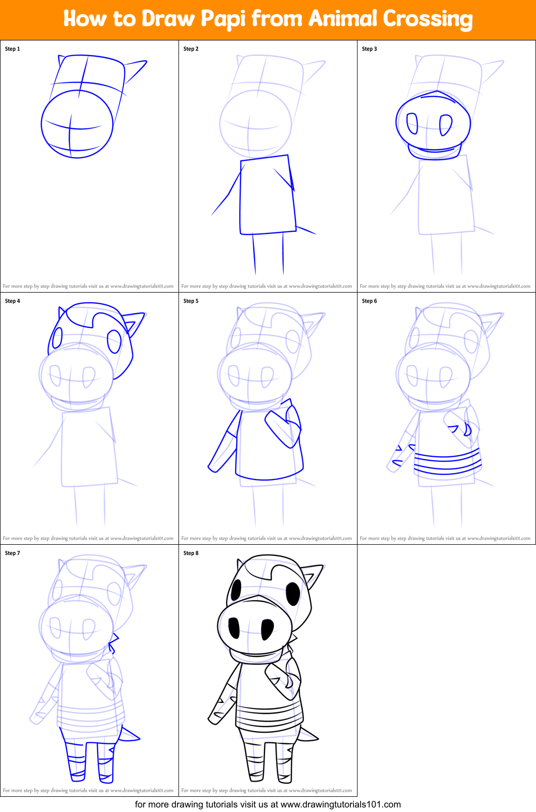 How to Draw Papi from Animal Crossing Printable Step by Step