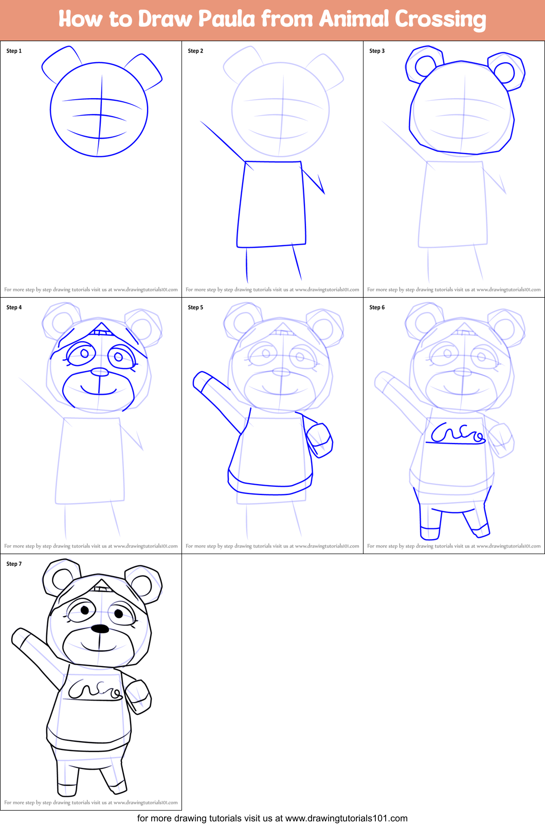 How to Draw Paula from Animal Crossing Printable Step by Step