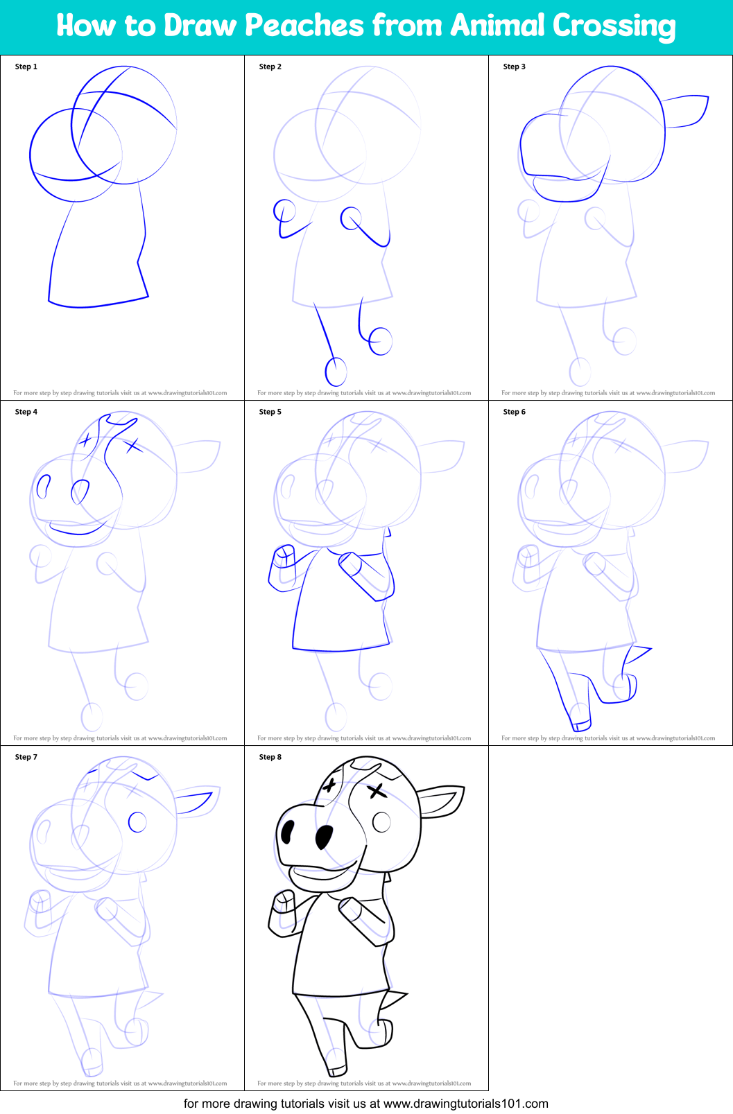 How to Draw Peaches from Animal Crossing Printable Step by Step