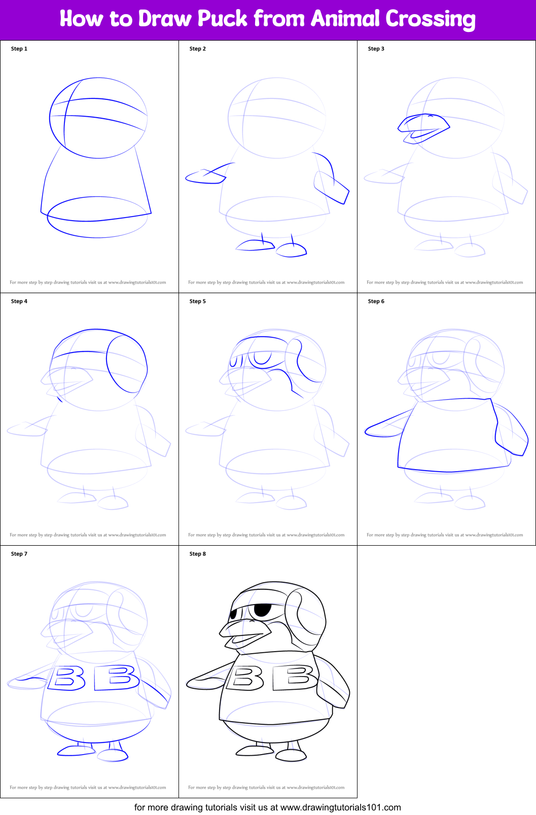 How to Draw Puck from Animal Crossing Printable Step by Step