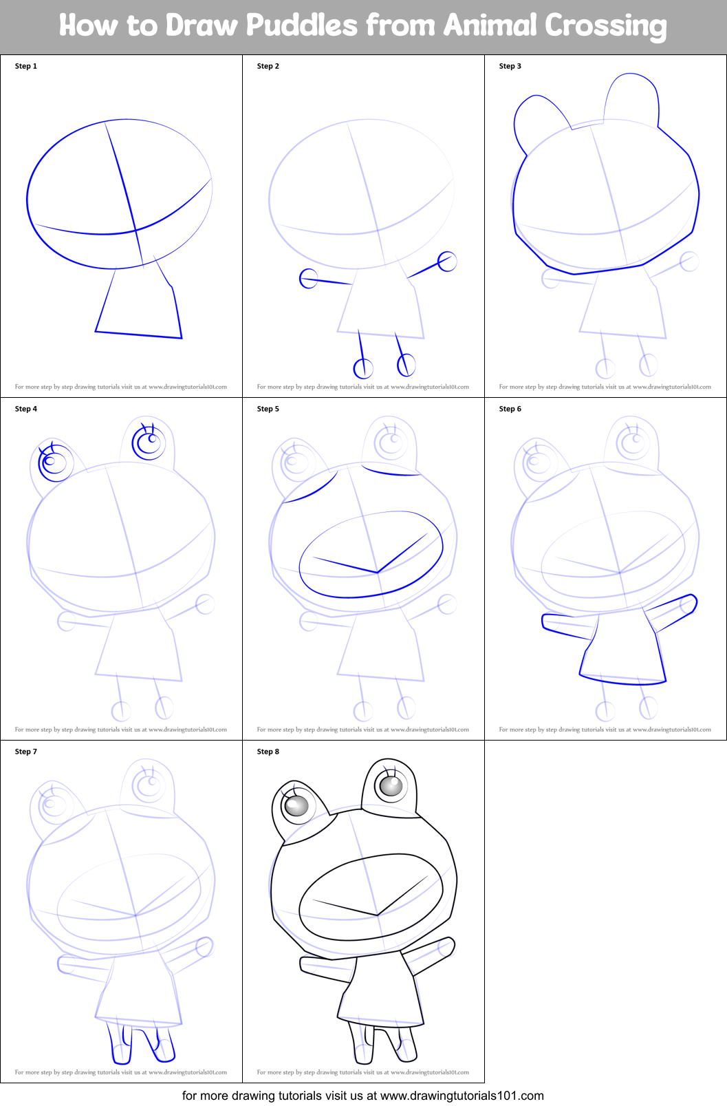 How to Draw Puddles from Animal Crossing Printable Step by Step