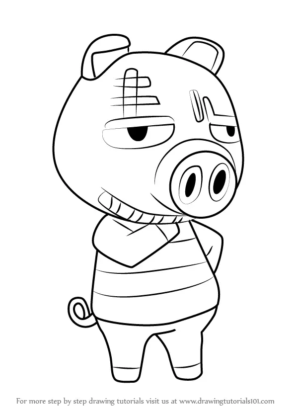 Learn How to Draw Rasher from Animal Crossing (Animal Crossing) Step by  Step : Drawing Tutorials