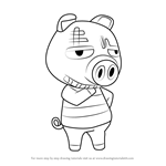 How to Draw Rasher from Animal Crossing