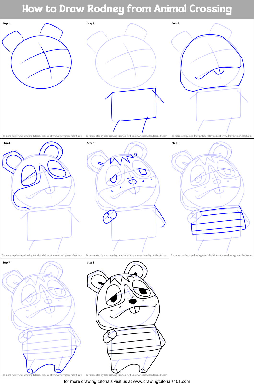 How to Draw Rodney from Animal Crossing Printable Step by Step
