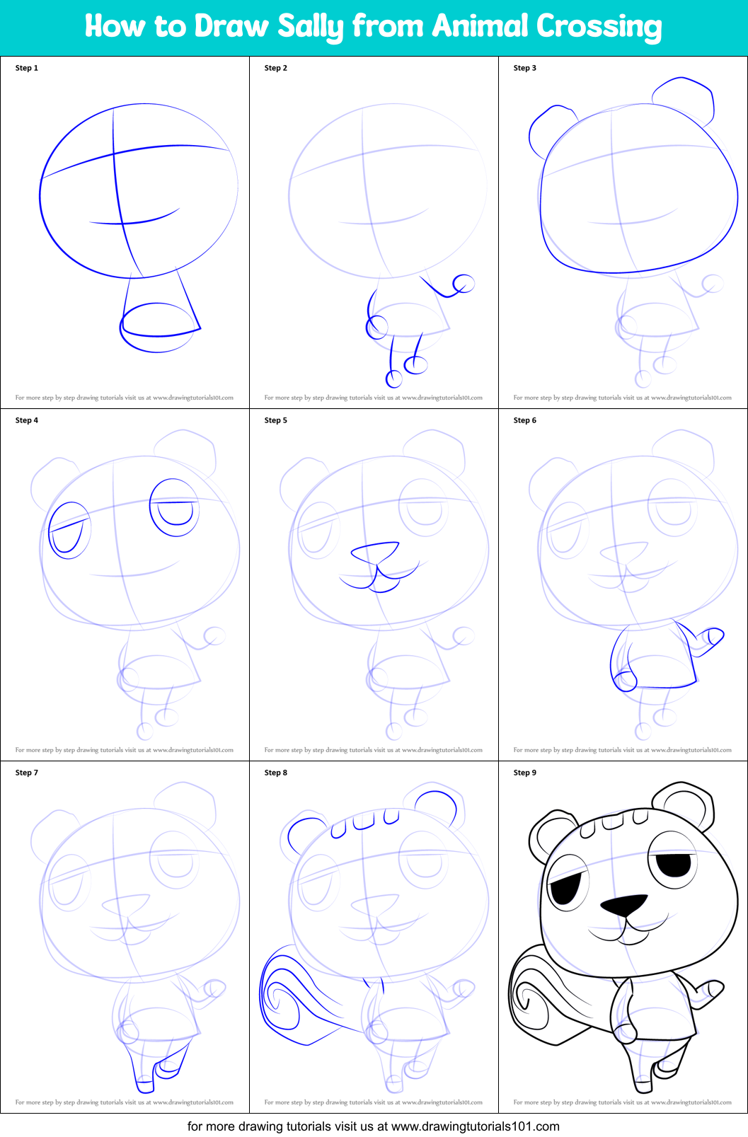 How to Draw Sally from Animal Crossing Printable Step by Step